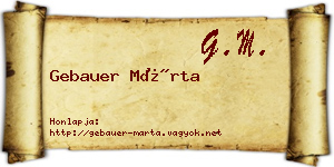 Gebauer Márta névjegykártya